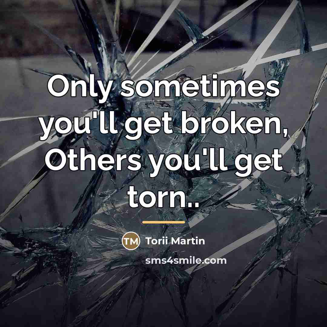“Only sometimes you'll get broken, Others you'll get torn..…” quote by Torii Martin