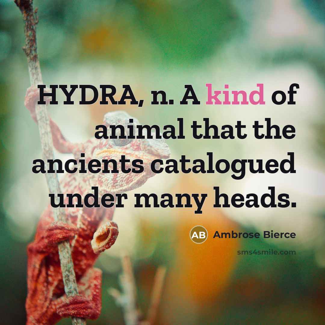 “HYDRA, n. A kind of animal that the ancients catalogued…” quote by Ambrose Bierce