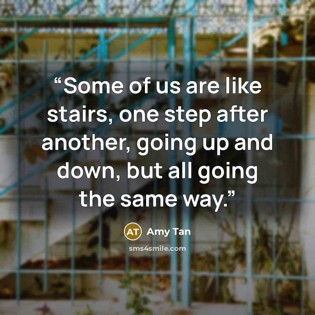 “Some of us are like stairs, one step after another, going up and down, but all going the same way.” quote by Amy Tan