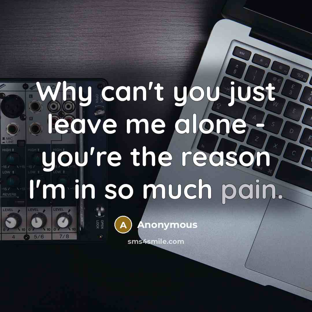 “Why can't you just leave me alone - you're the…” quote by Anonymous