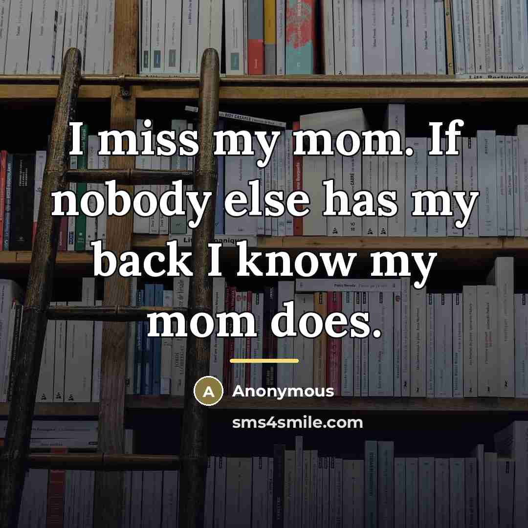 “I miss my mom. If nobody else has my back…” quote by Anonymous