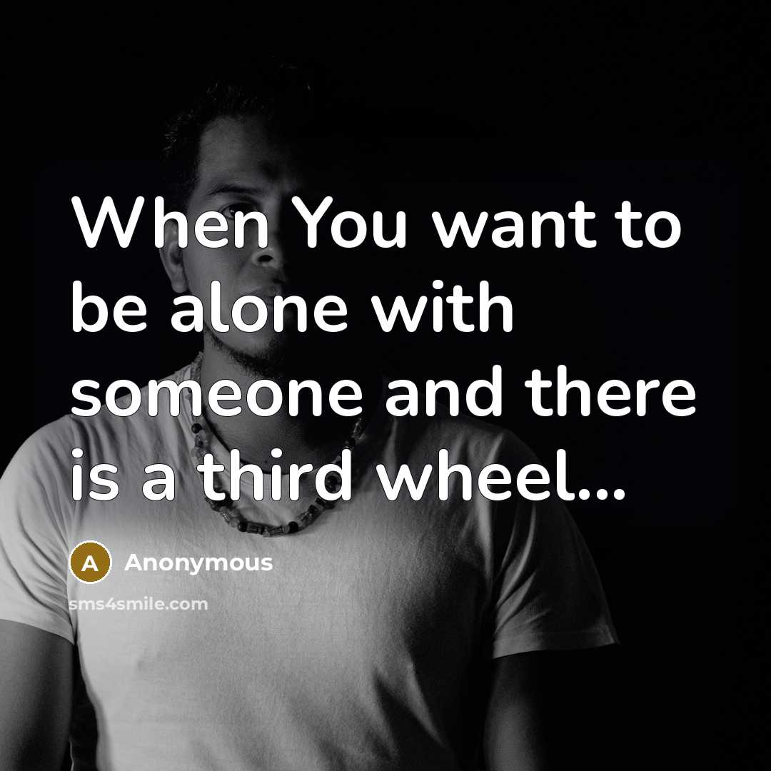 “When You want to be alone with someone and there is a third wheel...” quote by Anonymous