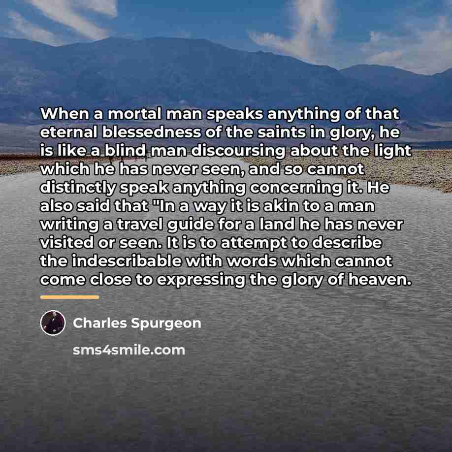 “When a mortal man speaks anything of that eternal blessedness…” quote by Charles Spurgeon