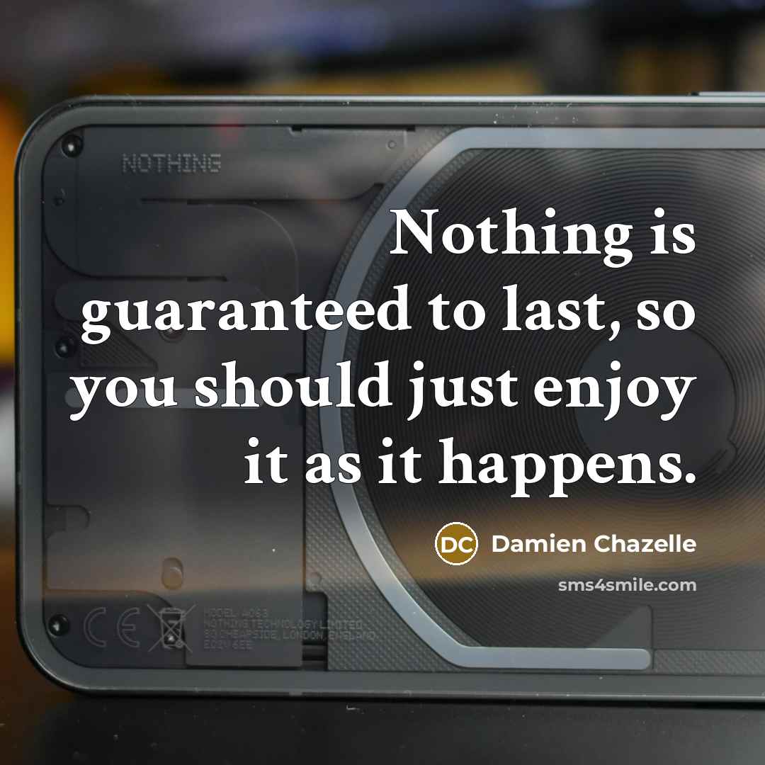 “Nothing is guaranteed to last, so you should just enjoy…” quote by Damien Chazelle