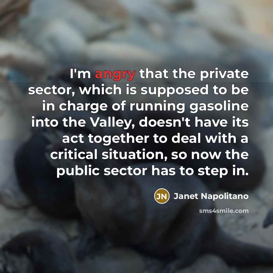 “I'm angry that the private sector, which is supposed to…” quote by Janet Napolitano