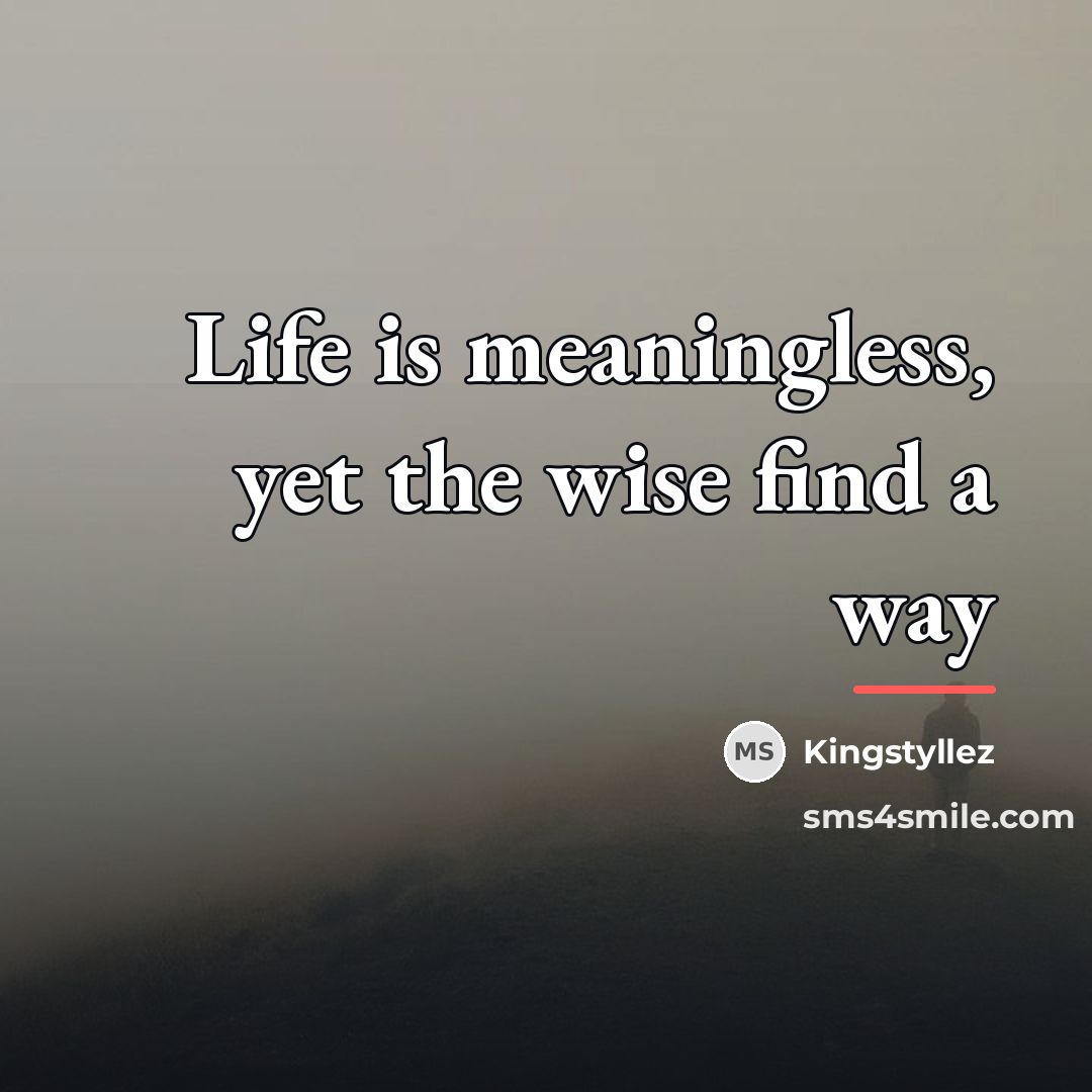 “Life is meaningless, yet the wise find a way…” quote by Kingstyllez
