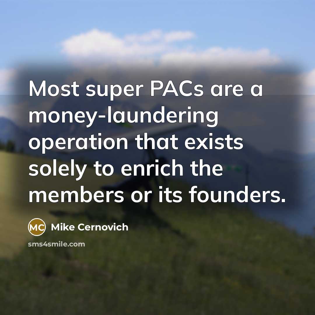 “Most super PACs are a money-laundering operation that exists solely…” quote by Mike Cernovich