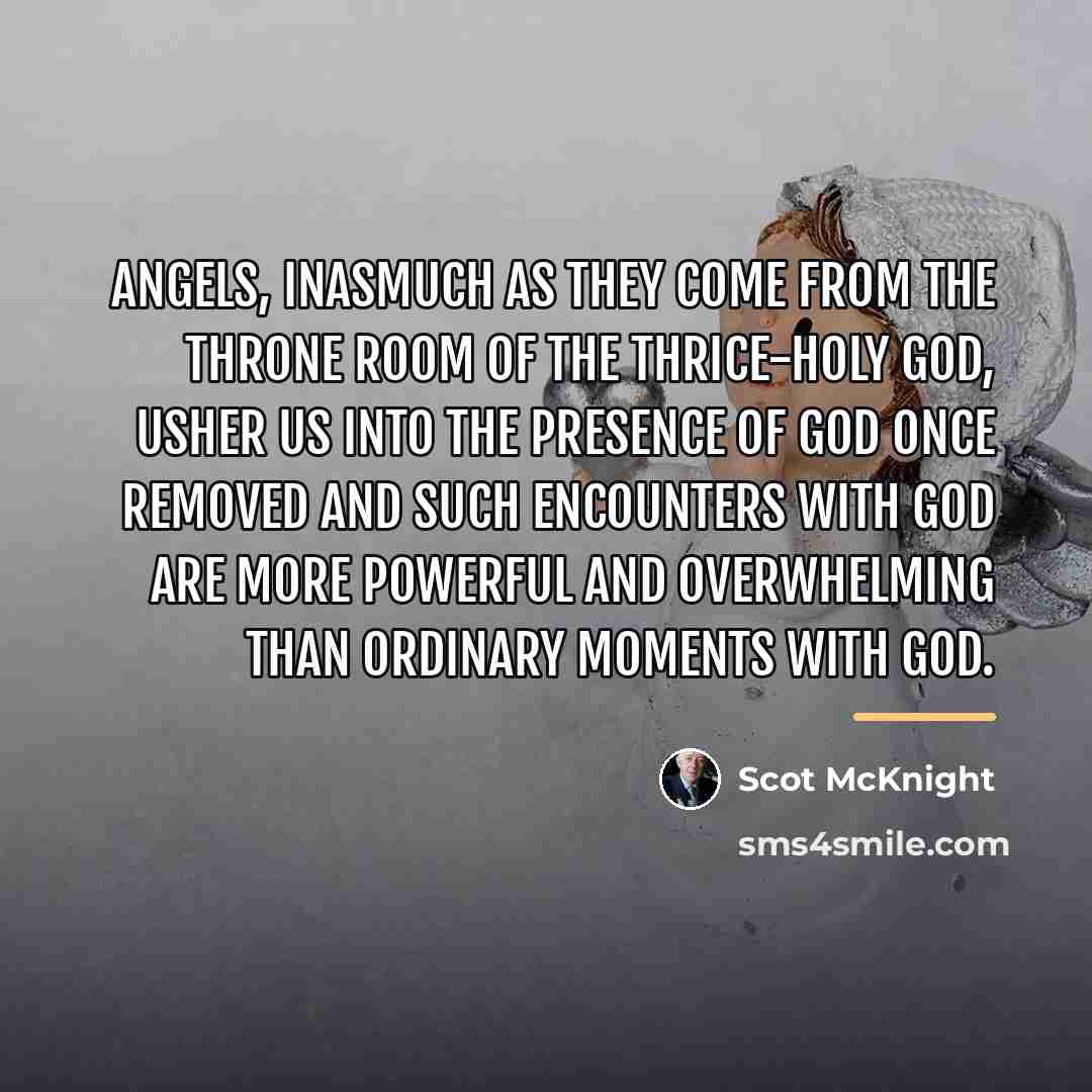 “Angels, inasmuch as they come from the Throne Room of…” quote by Scot McKnight
