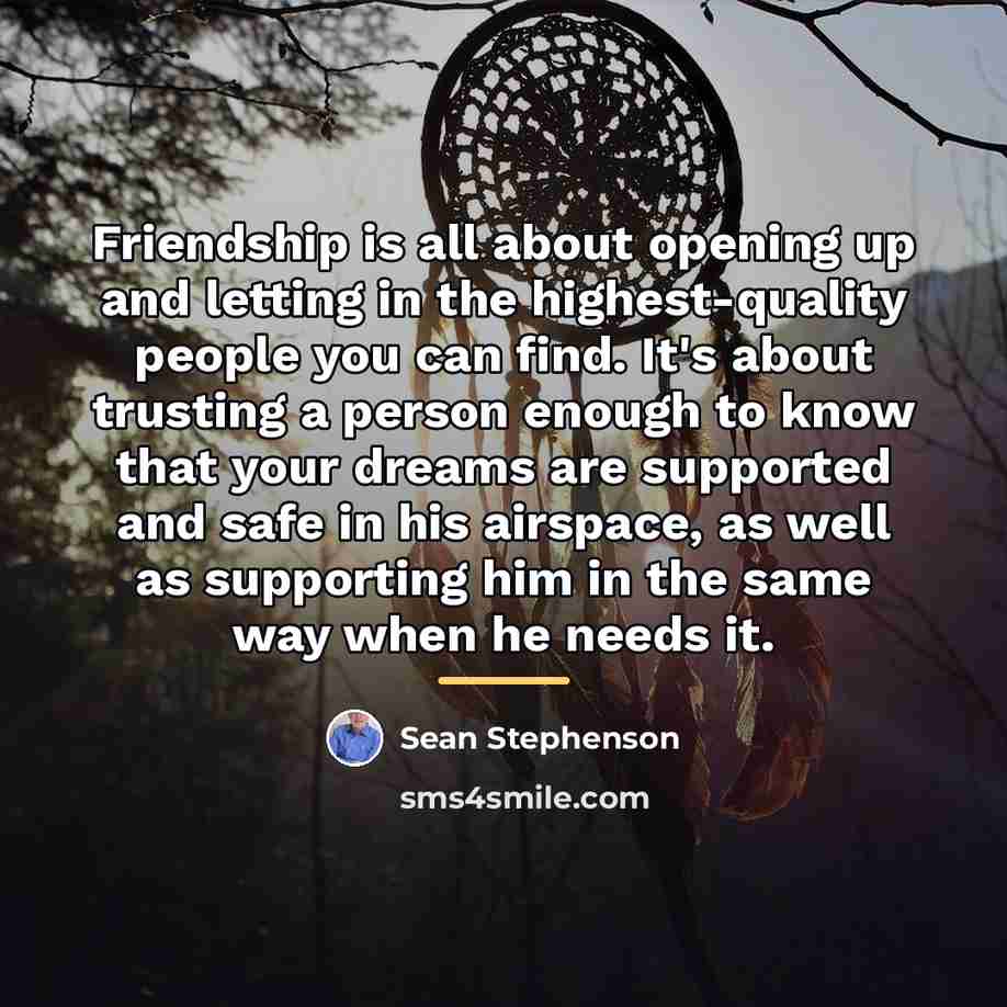 “Friendship is all about opening up and letting in the…” quote by Sean Stephenson