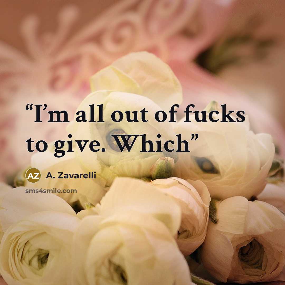 “I’m all out of fucks to give. Which” quote by A. Zavarelli