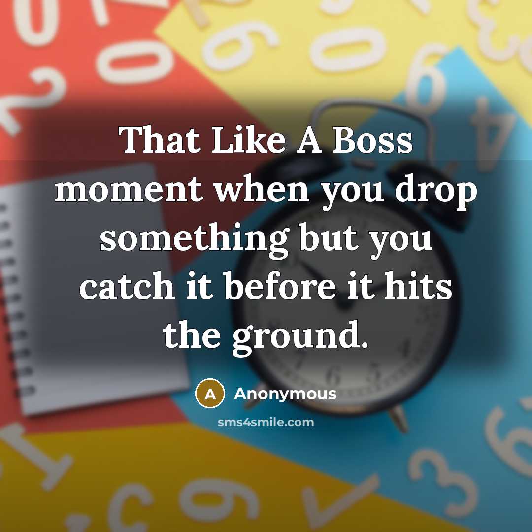 “That Like A Boss moment when you drop something but you catch it before it hits the ground.” quote by Anonymous