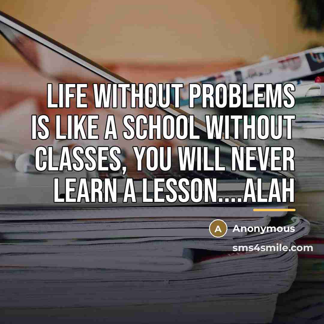 “Life without problems is like a school without classes, you…” quote by Anonymous