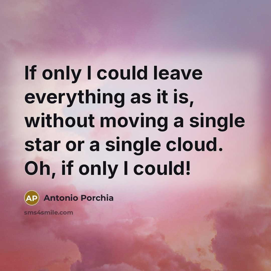 “If only I could leave everything as it is, without…” quote by Antonio Porchia