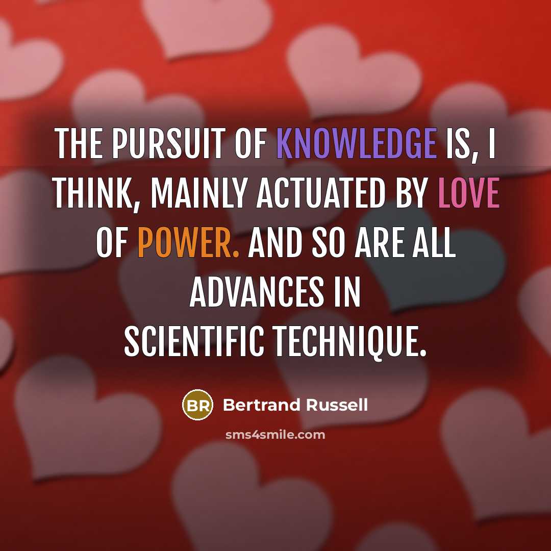 “The pursuit of knowledge is, I think, mainly actuated by…” quote by Bertrand Russell