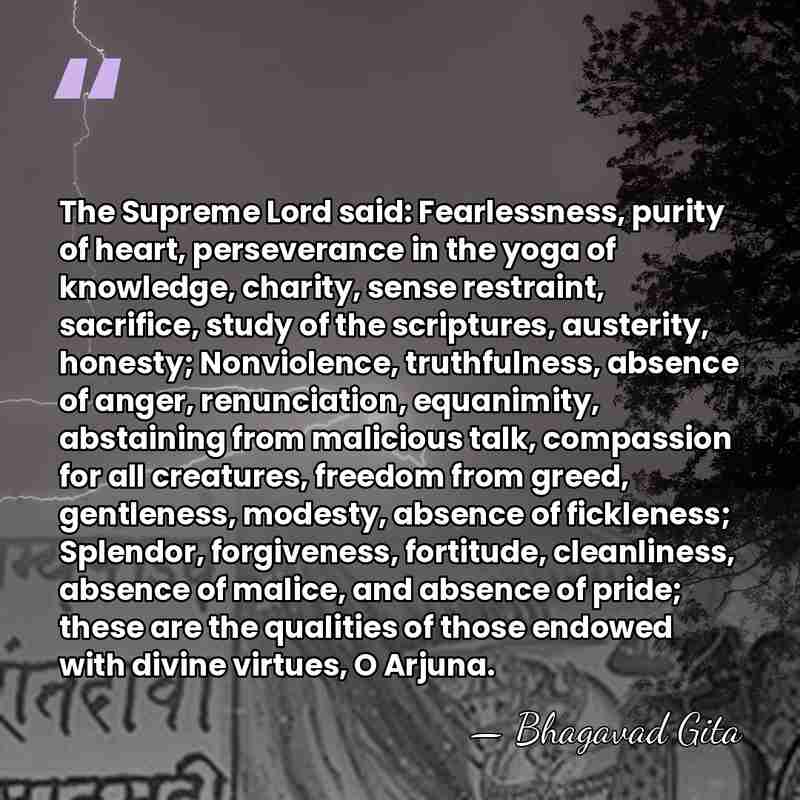 The Supreme Lord said: Fearlessness, purity of heart, perseverance in the yoga&hellip; - Bhagavad Gita
