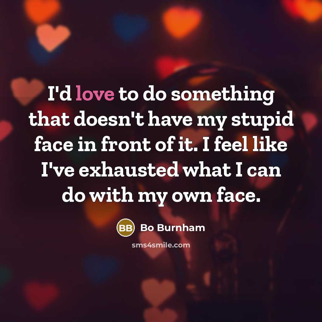 “I'd love to do something that doesn't have my stupid…” quote by Bo Burnham