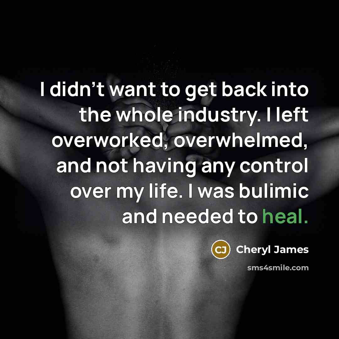 “I didn't want to get back into the whole industry.…” quote by Cheryl James