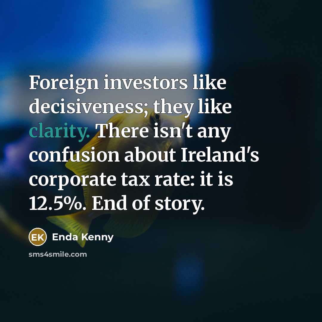 “Foreign investors like decisiveness; they like clarity. There isn't any…” quote by Enda Kenny