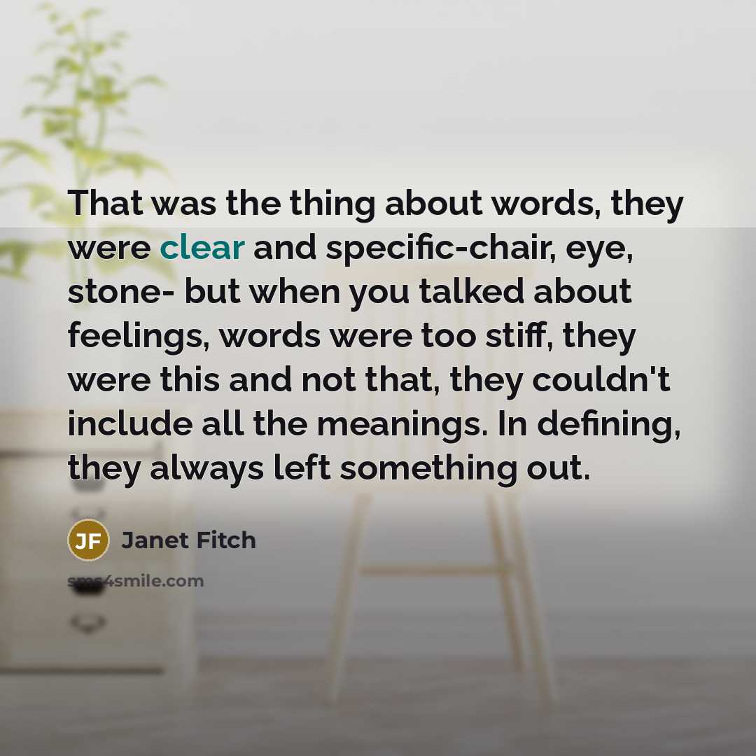 “That was the thing about words, they were clear and…” quote by Janet Fitch
