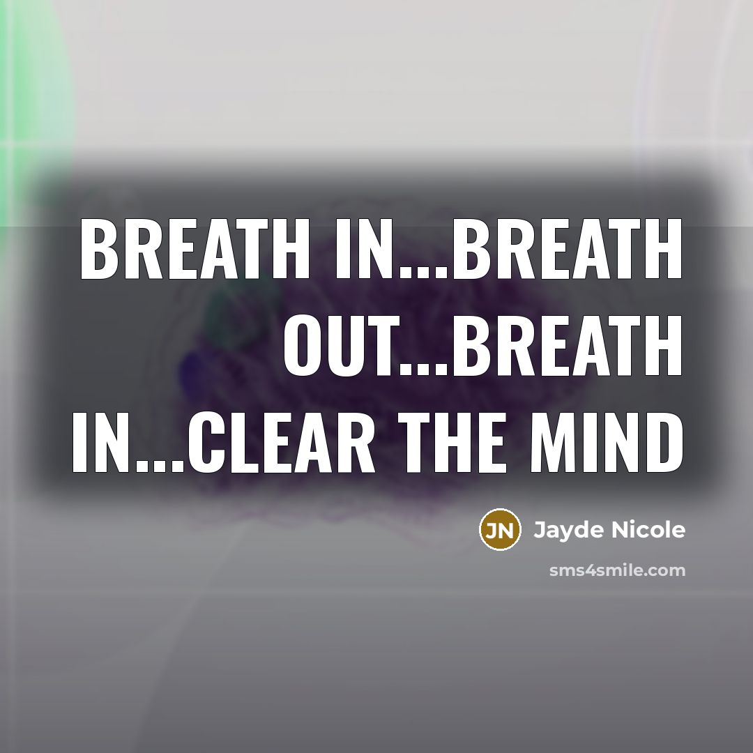 “Breath in...Breath out...Breath in...Clear the mind” quote by Jayde Nicole