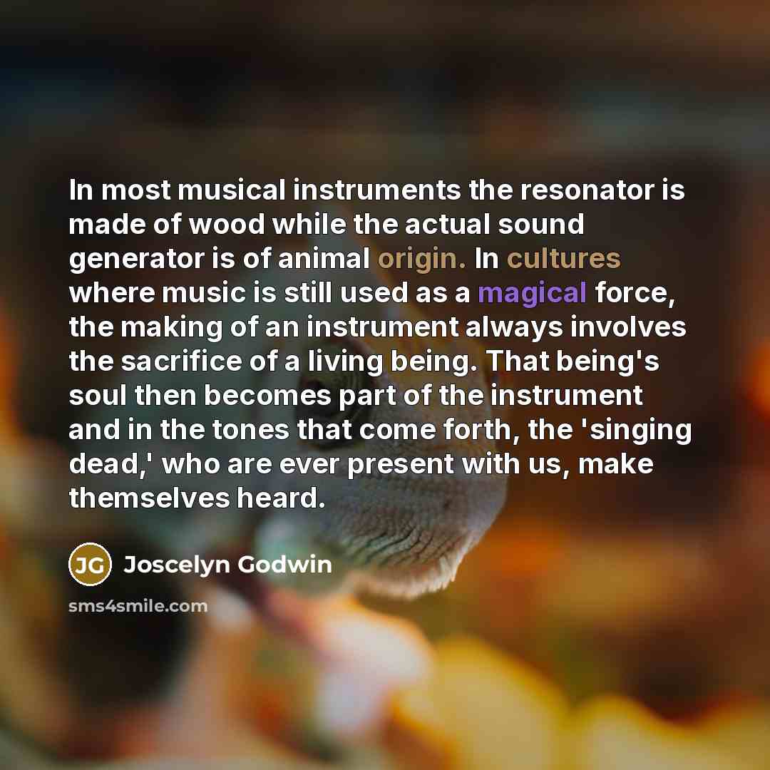 “In most musical instruments the resonator is made of wood…” quote by Joscelyn Godwin