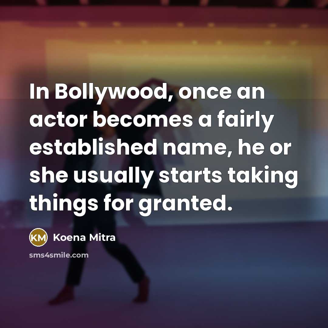 “In Bollywood, once an actor becomes a fairly established name,…” quote by Koena Mitra