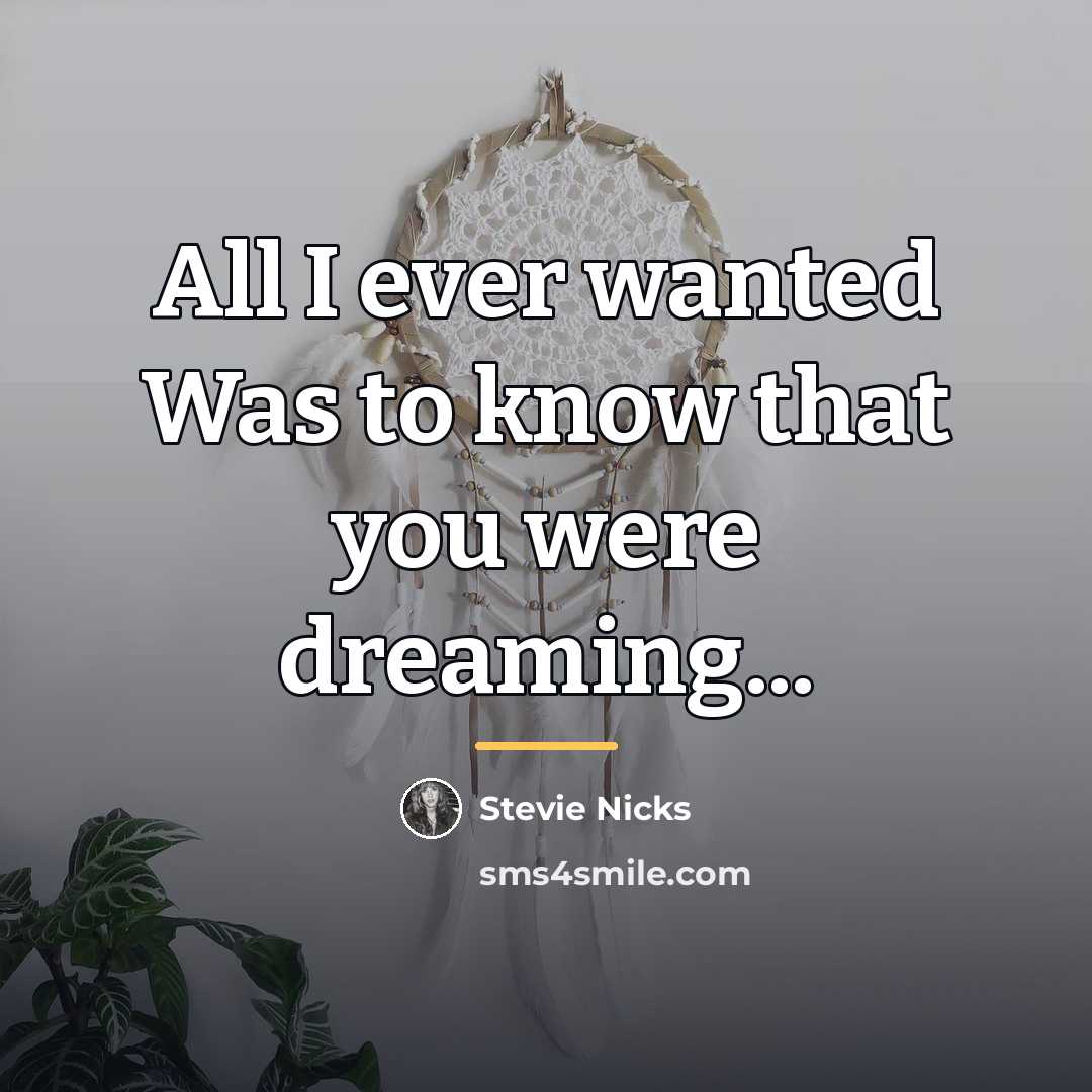 “All I ever wanted Was to know that you were…” quote by Stevie Nicks