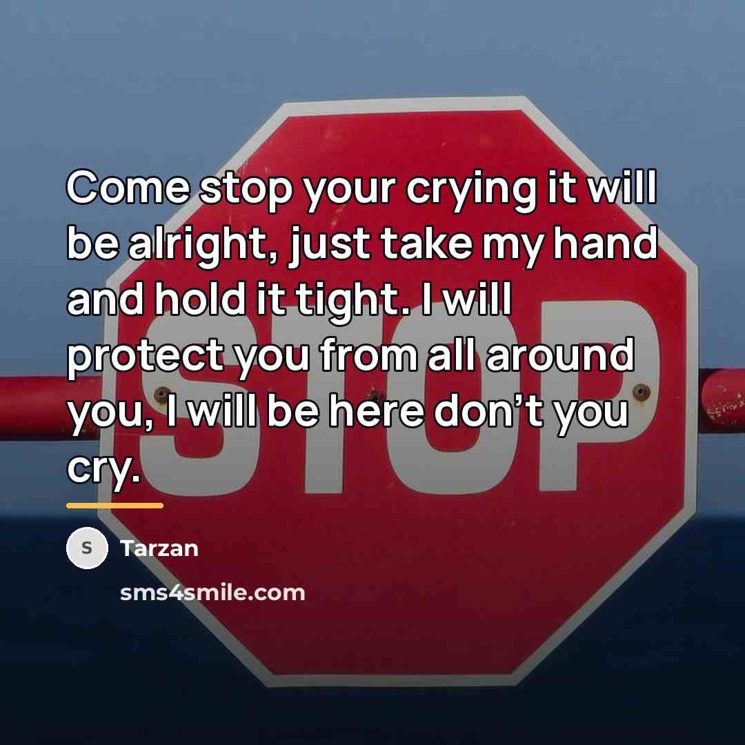 “Come stop your crying it will be alright, just take…” quote by Tarzan