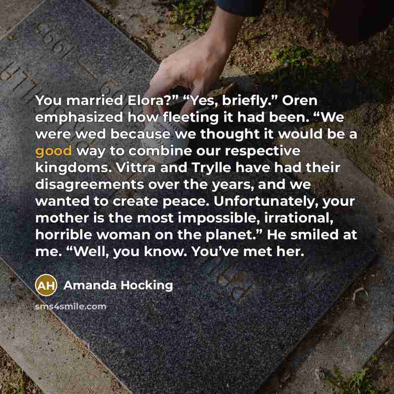 “You married Elora?” “Yes, briefly.” Oren emphasized how fleeting it…” quote by Amanda Hocking