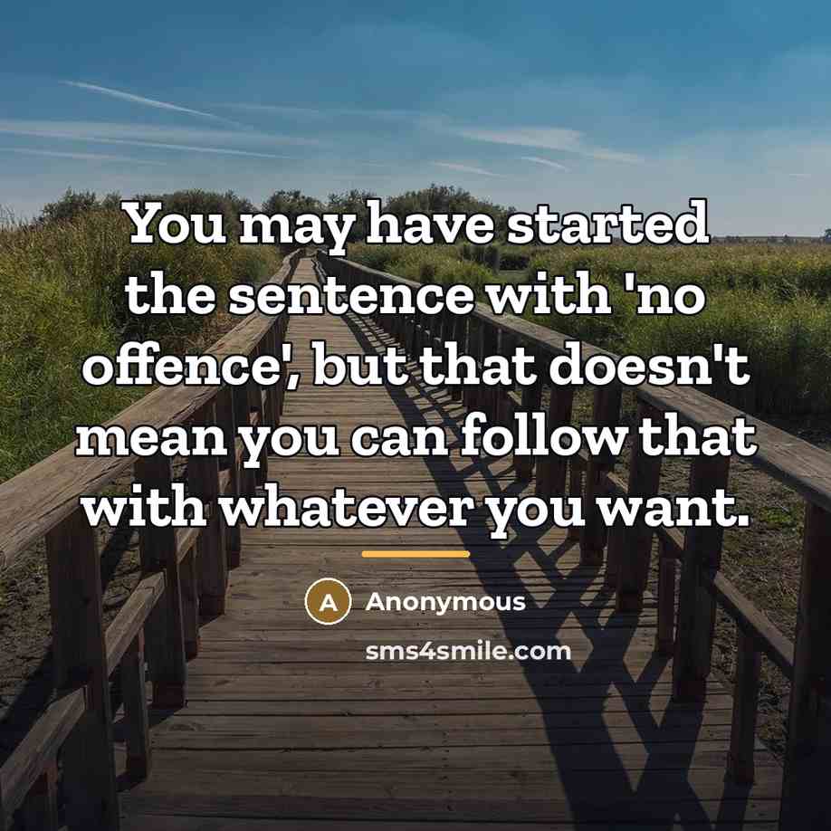 “You may have started the sentence with 'no offence', but…” quote by Anonymous