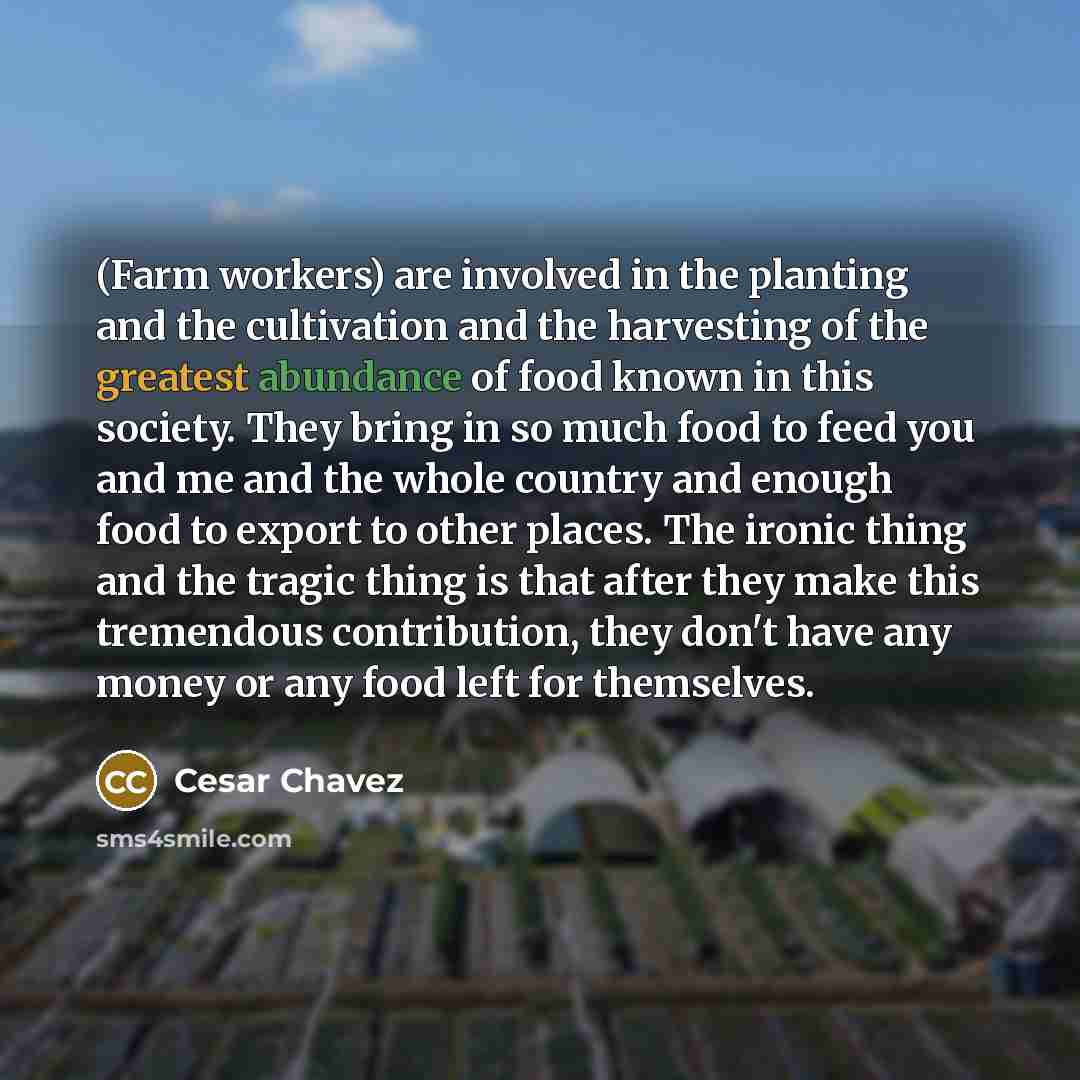 “(Farm workers) are involved in the planting and the cultivation…” quote by Cesar Chavez