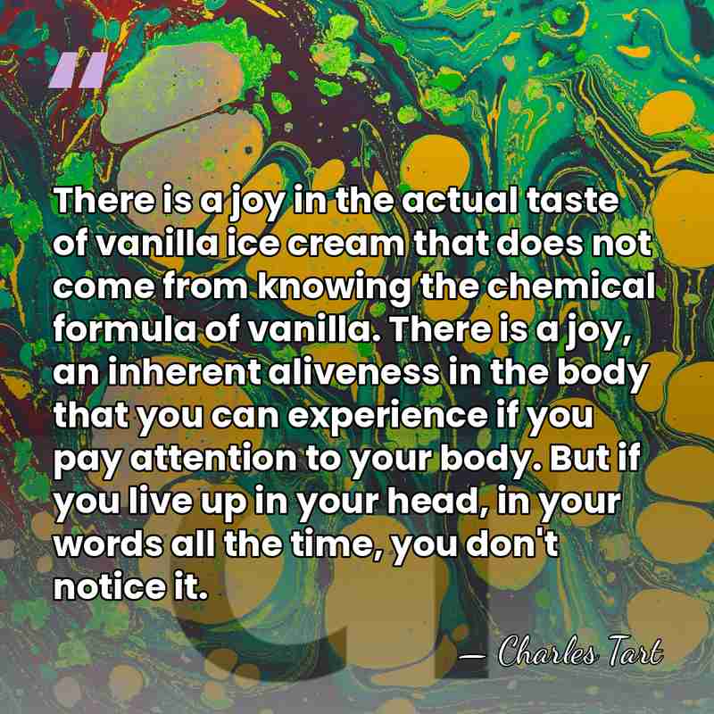 There is a joy in the actual taste of vanilla ice cream&hellip; - Charles Tart