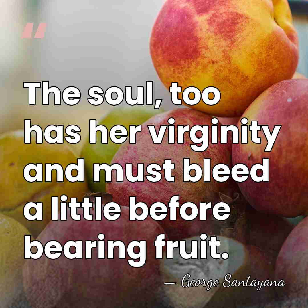 The soul, too has her virginity and must bleed a little before&hellip; - George Santayana