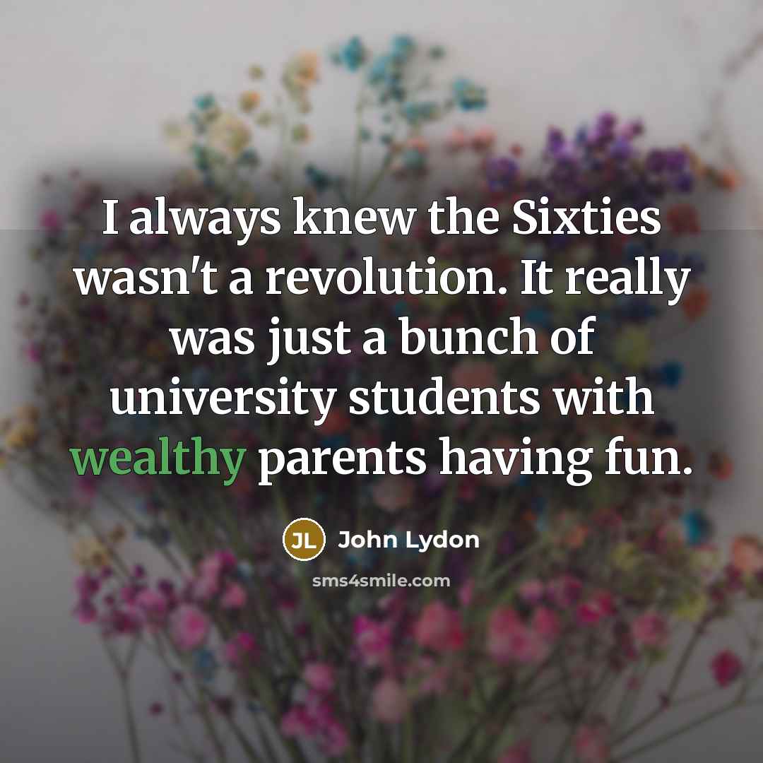 “I always knew the Sixties wasn't a revolution. It really…” quote by John Lydon