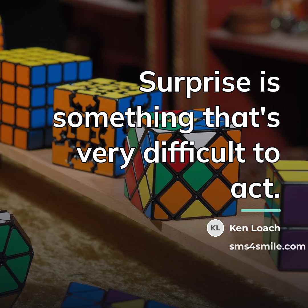“Surprise is something that's very difficult to act.…” quote by Ken Loach