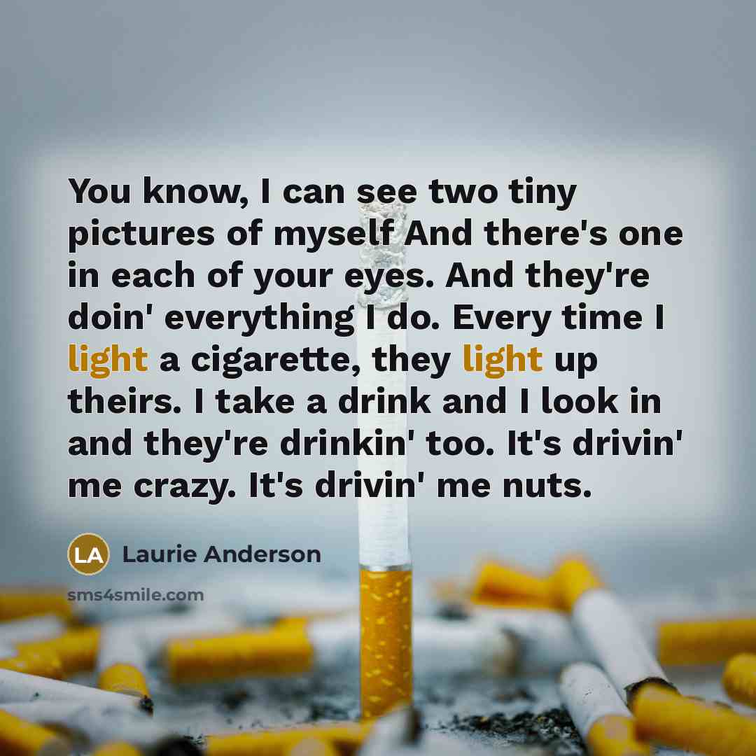 “You know, I can see two tiny pictures of myself…” quote by Laurie Anderson