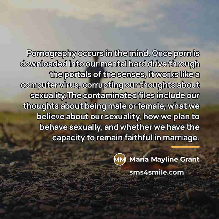 “Pornography occurs in the mind. Once porn is downloaded into…” quote by Maria Mayline Grant