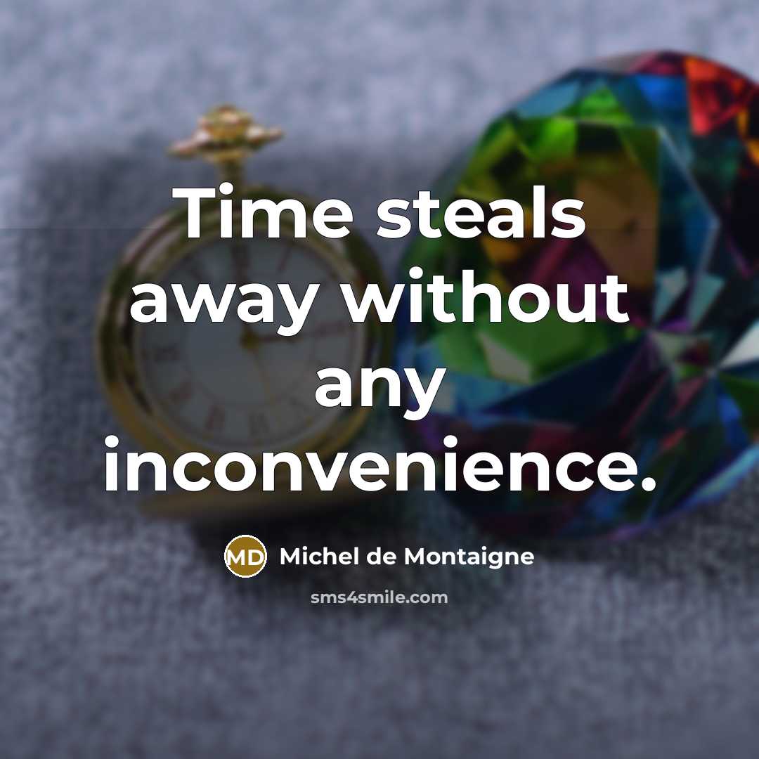 “Time steals away without any inconvenience.…” quote by Michel de Montaigne