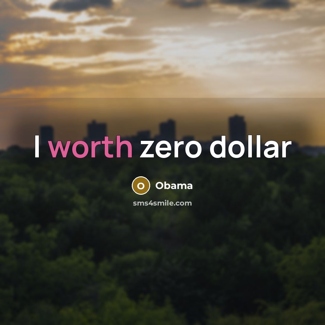“I worth zero dollar” quote by Obama