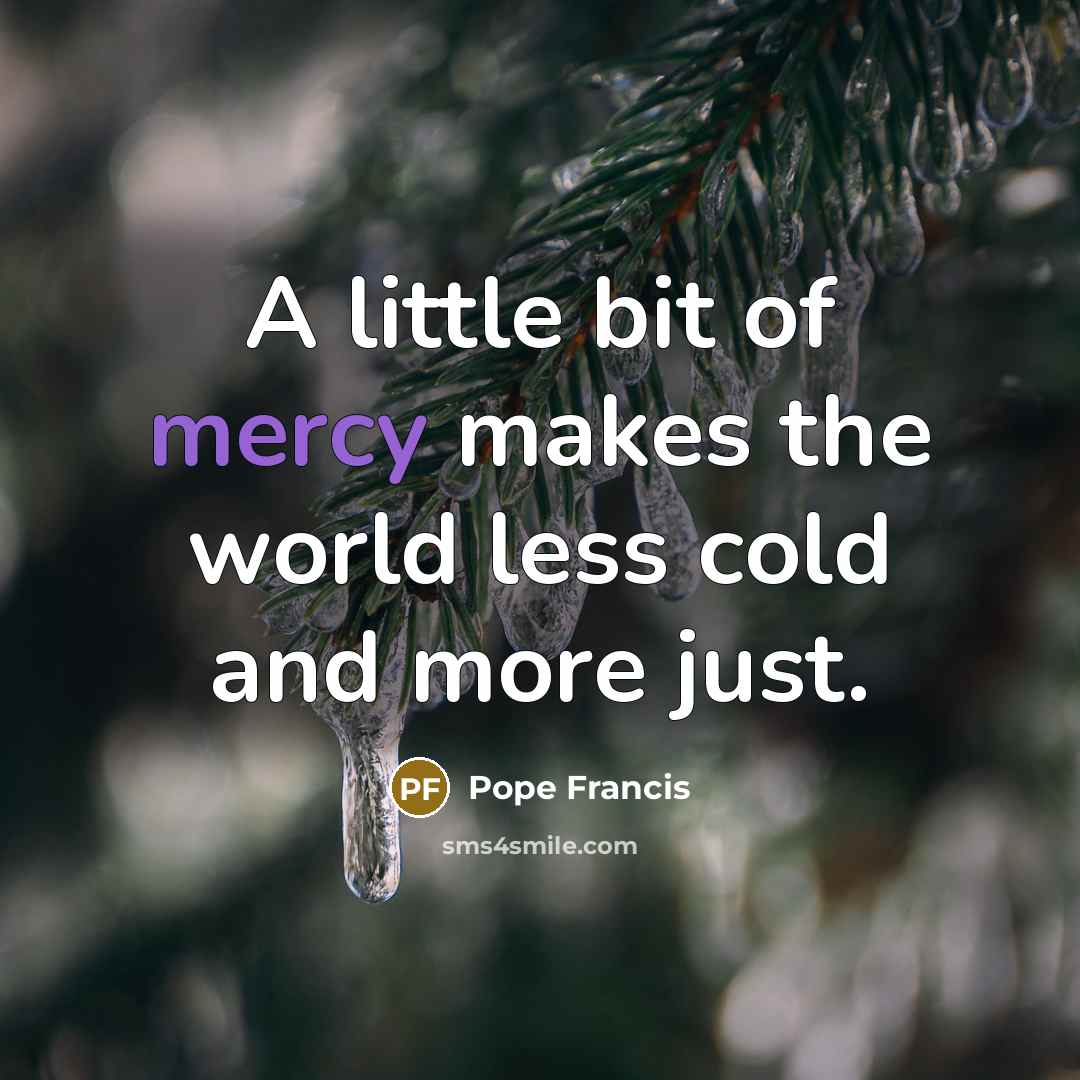 “A little bit of mercy makes the world less cold…” quote by Pope Francis