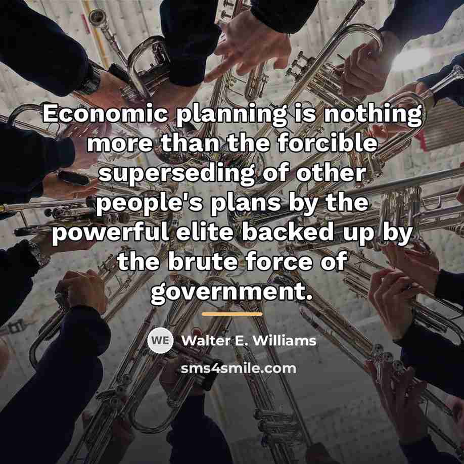 “Economic planning is nothing more than the forcible superseding of…” quote by Walter E. Williams