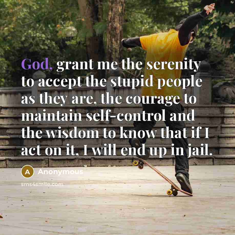“God, grant me the serenity to accept the stupid people…” quote by Anonymous