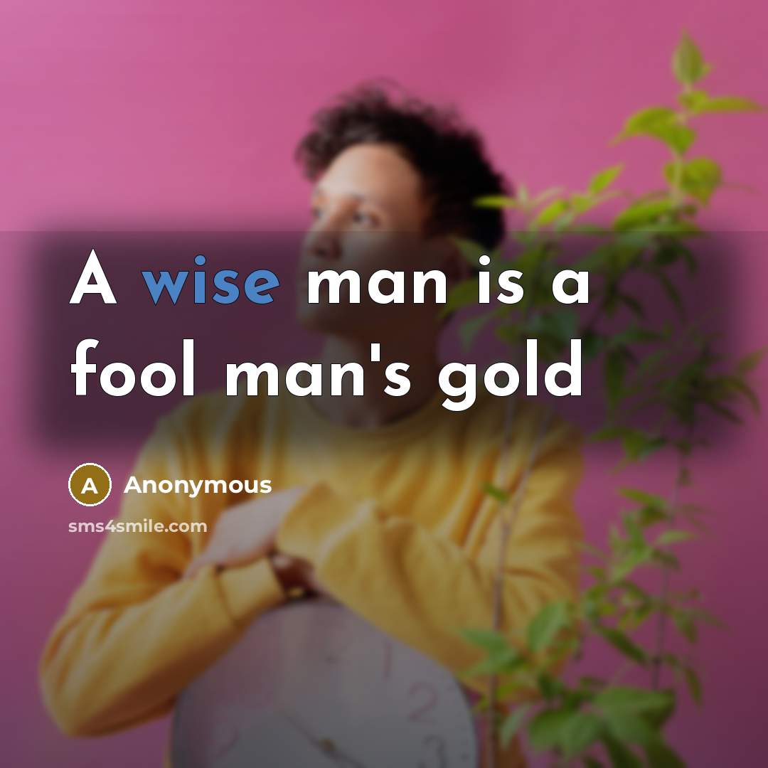 “A wise man is a fool man's gold” quote by Anonymous
