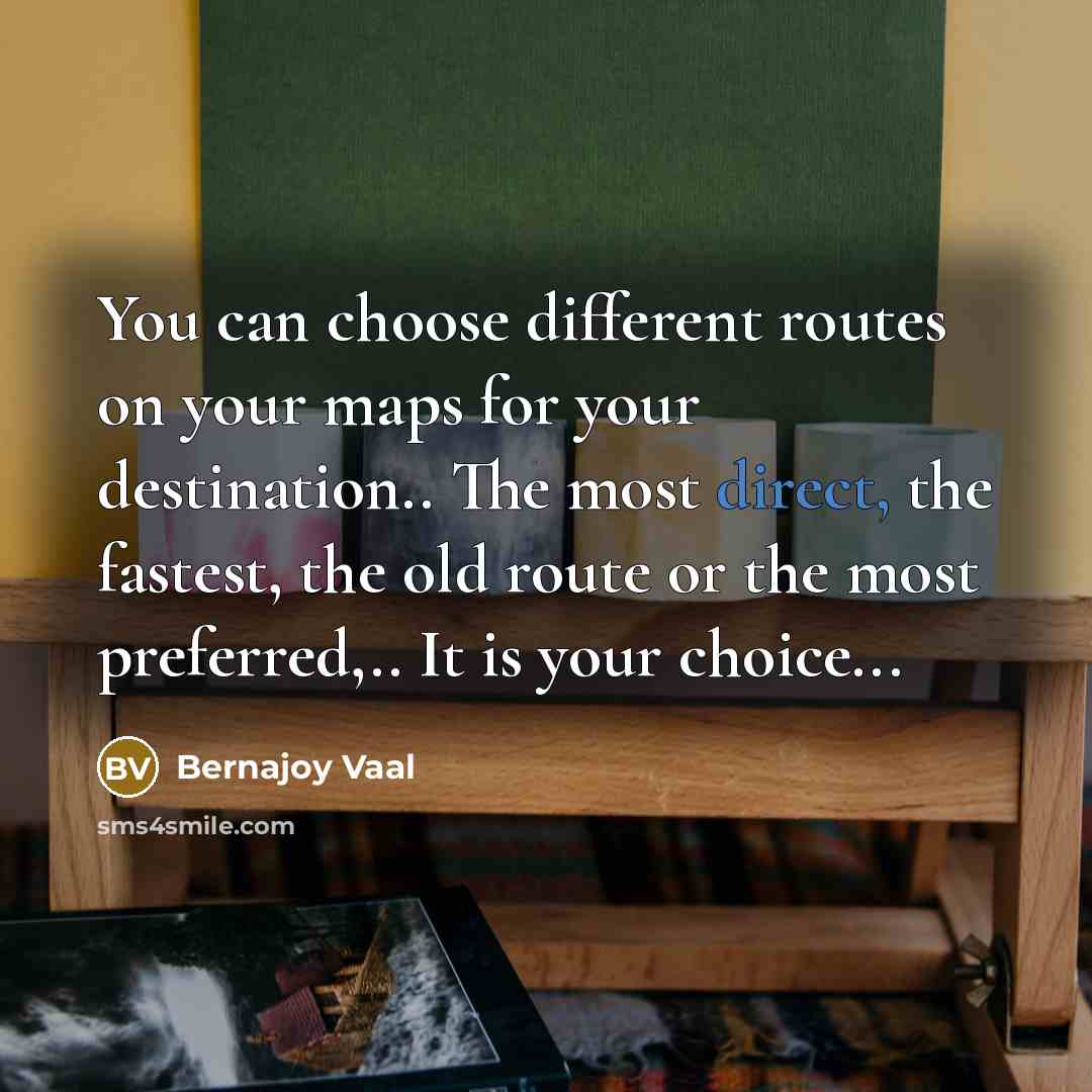 “You can choose different routes on your maps for your…” quote by Bernajoy Vaal