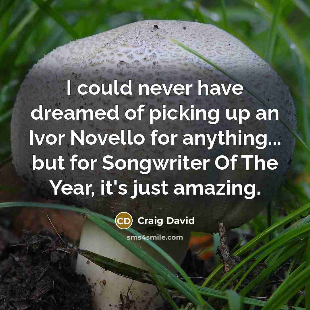 “I could never have dreamed of picking up an Ivor…” quote by Craig David