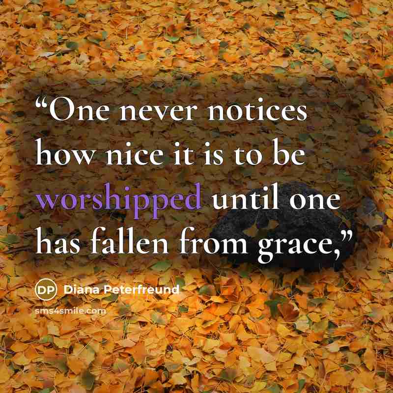 “One never notices how nice it is to be worshipped until one has fallen from grace,” quote by Diana Peterfreund