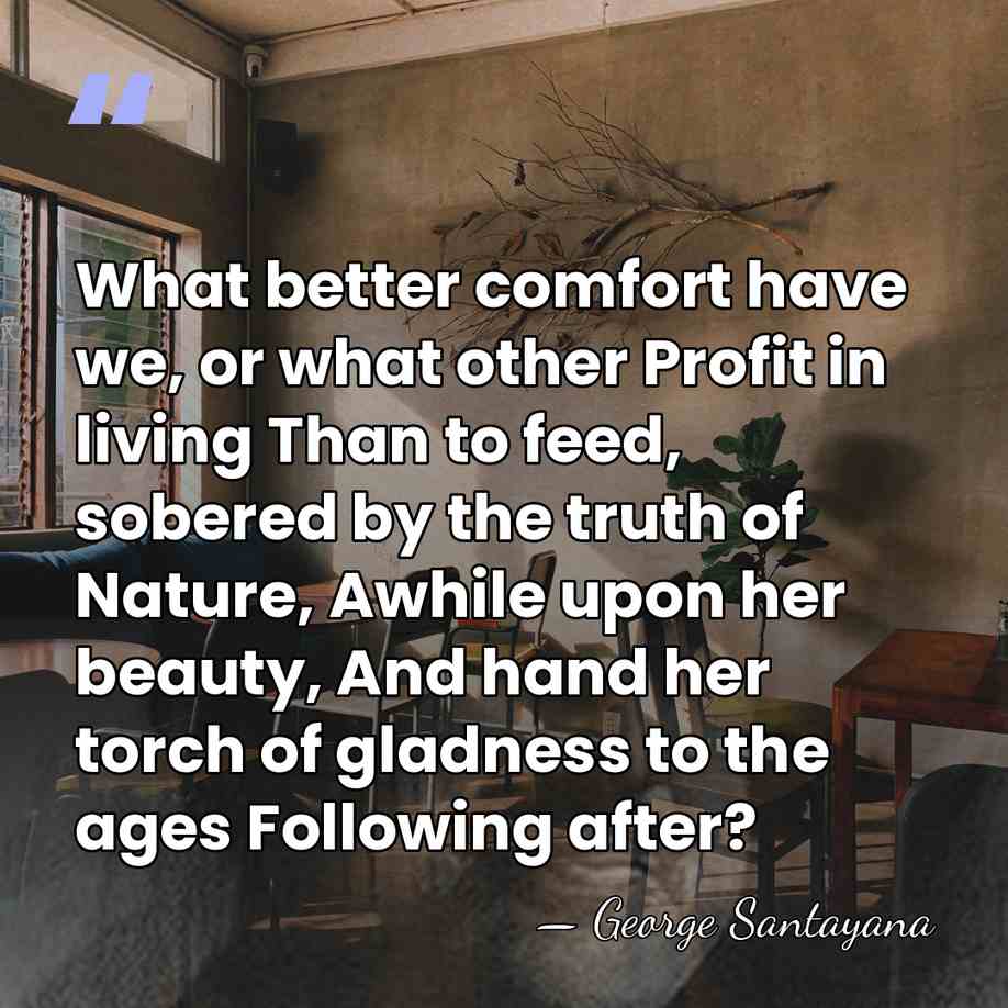 What better comfort have we, or what other Profit in living Than&hellip; - George Santayana
