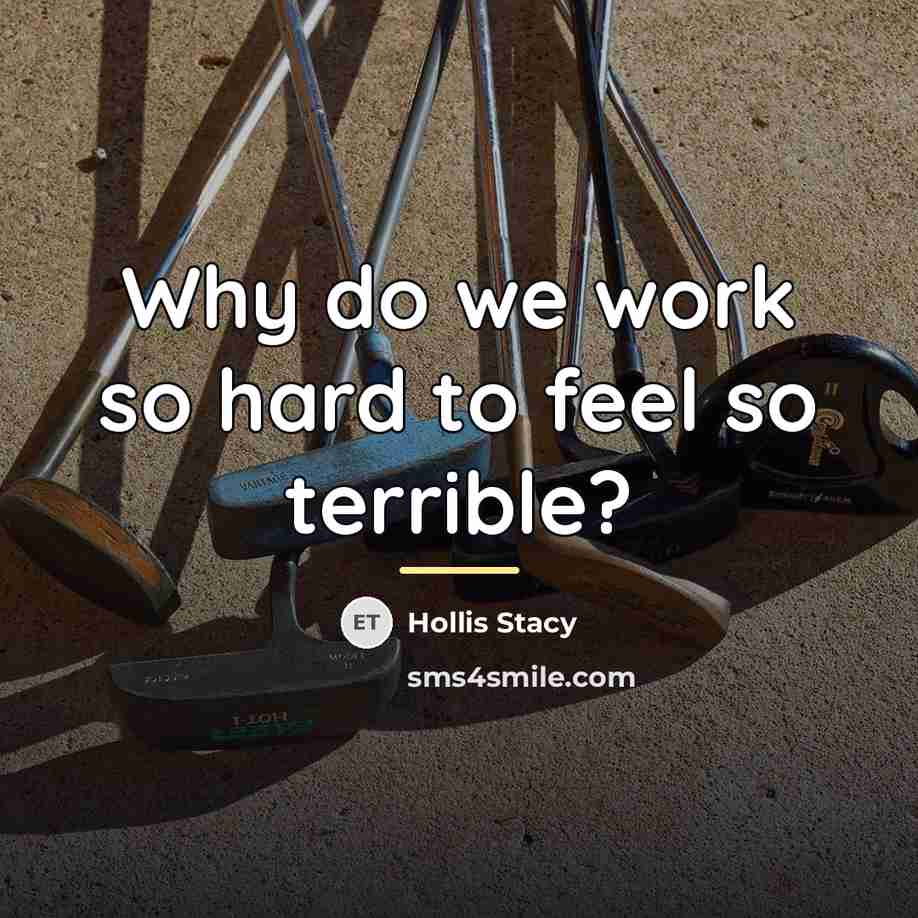 “Why do we work so hard to feel so terrible?…” quote by Hollis Stacy