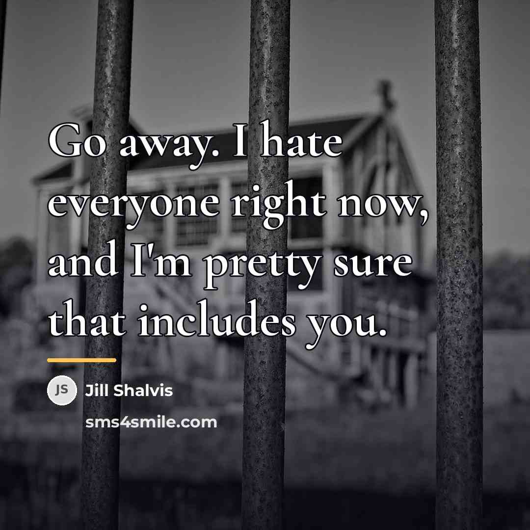 “Go away. I hate everyone right now, and I'm pretty…” quote by Jill Shalvis