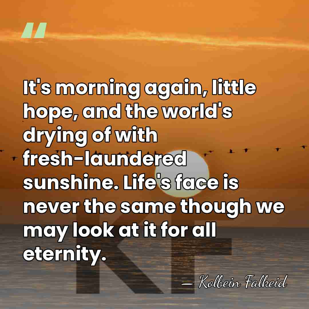 It's morning again, little hope, and the world's drying of with fresh-laundered&hellip; - Kolbein Falkeid